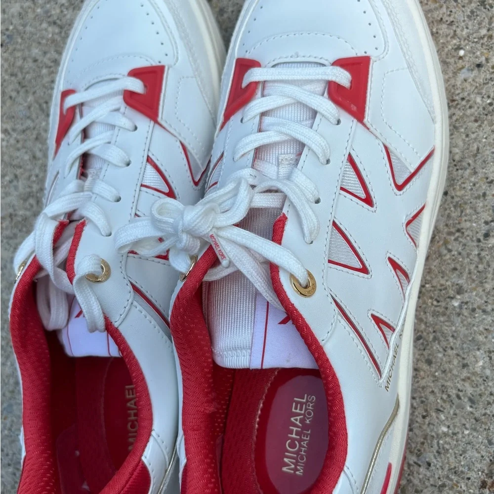 Michael Kors Red and White Athletic Shoes - Picture 2 of 11